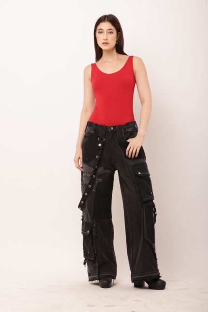 CHARCOAL BELT JEANS