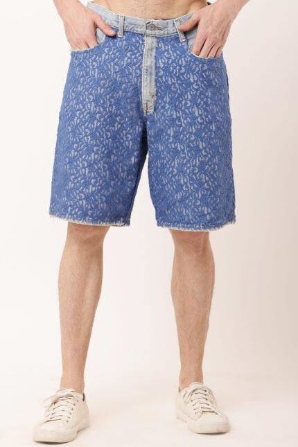 MESH DENIM BARMODA SHORTS