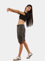 Heritage Reworked: Vintage Denim Jort with Tonal Black Panel - Image 2