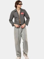 Striped Denim Workwear Jacket Shirt - Image 12