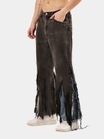 Reworked Levi’s Distressed Strip Hem Jeans – Layered Blue Denim Detail (Size 28–36) - Image 7