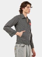 Striped Denim Workwear Jacket Shirt - Image 3