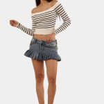 Upcycled Pleated Denim Mini Skirt