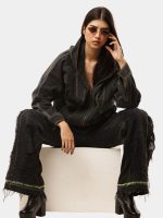 Neon Seam Reworked Vintage Denim Zip Jacket