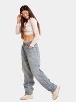 Ditsy Floral Embroidered Baggy Jeans - Image 3