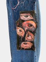 1 of 1 AW Reworked Narrative Denim Set – Unisex Upcycled Art Jacket & Wide Denim - Image 13