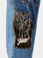 1 of 1 AW Reworked Narrative Denim Set – Unisex Upcycled Art Jacket & Wide Denim - Image 11