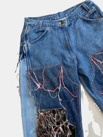 1 of 1 AW Reworked Narrative Denim Set – Unisex Upcycled Art Jacket & Wide Denim - Image 9