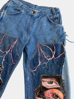 1 of 1 AW Reworked Narrative Denim Set – Unisex Upcycled Art Jacket & Wide Denim - Image 8