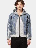 TWO-TONE REWORKED DENIM HOODED JACKET - Image 11