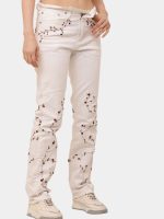 Reworked Floral Embroidered White Denim Pants – Upcycled Vintage Statement Piece - Image 6