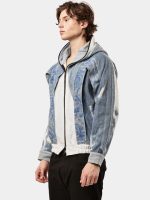 TWO-TONE REWORKED DENIM HOODED JACKET - Image 8
