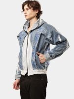 TWO-TONE REWORKED DENIM HOODED JACKET - Image 7