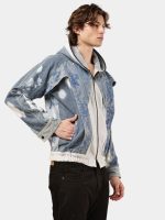 TWO-TONE REWORKED DENIM HOODED JACKET - Image 6
