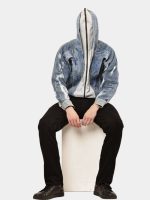 TWO-TONE REWORKED DENIM HOODED JACKET - Image 3