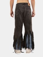 Reworked Levi’s Distressed Strip Hem Jeans – Layered Blue Denim Detail (Size 28–36) - Image 4