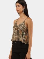 Upcycled Realtree Camouflage Crop Top – Vintage Reworked Strappy Cami - Image 5