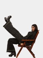 Neon Seam Reworked Vintage Denim Zip Jacket - Image 13