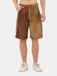 Reworked Corduroy Jorts – Beige Tonal Patchwork Shorts (Size 28–36)
