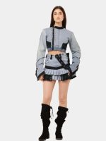Upcycled Denim Co-Ord Set – Patchwork Jacket & Pleated Mini Skirt - Image 4