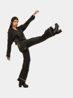 Neon Seam Reworked Vintage Denim Zip Jacket - Image 12