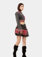 Plaid Denim Skirt Set – Upcycled Check & Denim Co-Ord - Image 5