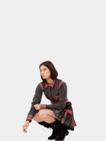 Plaid Denim Skirt Set – Upcycled Check & Denim Co-Ord - Image 3