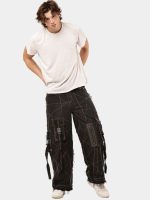 Black Panel Reworked Denim Cargo Pants – Contrast Stitch, Rhinestone Detail (Size 28–36) - Image 15