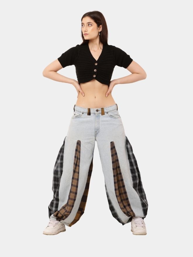 172 Balloon Harem Pant – Upcycled Denim & Cotton Baggy Trousers - Image 1