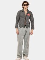 Striped Denim Workwear Jacket Shirt - Image 11