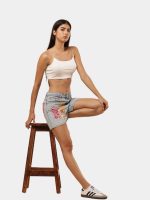 Reworked Vintage Levi’s Shorts with Hand-Embroidered & Bandana Patch Details - Image 2