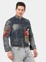 Japanese Nehru Collar Jacket – Upcycled Structured Statement Piece - Image 4