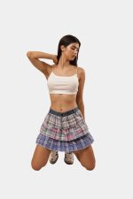 Reconstructed Patchwork Tiered Mini Skirt - Image 7