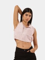 Upcycled Sleeveless Crop Shirt Top Bundle – Mixed Colors & Vintage Variations