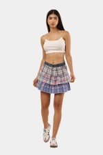 Reconstructed Patchwork Tiered Mini Skirt