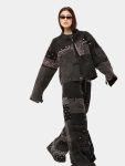 Reworked Bandana Denim Set – Upcycled Jacket & Chain Detail Pants