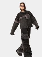 Reworked Bandana Denim Set – Upcycled Jacket & Chain Detail Pants