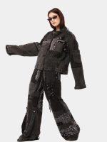 Reworked Bandana Denim Set – Upcycled Jacket & Chain Detail Pants - Image 4