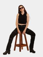 Back Blanket Jeans – Embroidered Straight Denim with Fogged Seam Paneling - Image 5