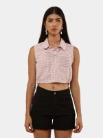 Upcycled Sleeveless Crop Shirt Top Bundle – Mixed Colors & Vintage Variations - Image 5