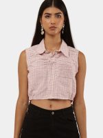 Upcycled Sleeveless Crop Shirt Top Bundle – Mixed Colors & Vintage Variations - Image 4