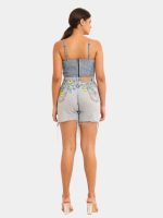 Ribbon Work Co-Ord Set – Hand-Stitched Ribbon Top & Reworked Levi’s Shorts - Image 2