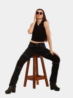 Back Blanket Jeans – Embroidered Straight Denim with Fogged Seam Paneling - Image 3