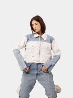 Reworked Wing Graphic Denim Jacket – Upcycled Deconstructed Patchwork - Image 17