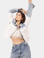 Reworked Wing Graphic Denim Jacket – Upcycled Deconstructed Patchwork - Image 11