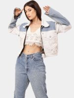 Reworked Wing Graphic Denim Jacket – Upcycled Deconstructed Patchwork - Image 10