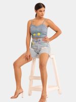 Ribbon Work Co-Ord Set – Hand-Stitched Ribbon Top & Reworked Levi’s Shorts - Image 3