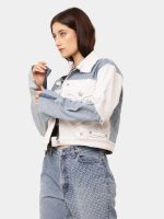 Reworked Wing Graphic Denim Jacket – Upcycled Deconstructed Patchwork - Image 8