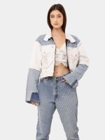 Reworked Wing Graphic Denim Jacket – Upcycled Deconstructed Patchwork - Image 4