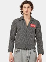 Striped Denim Workwear Jacket Shirt - Image 9